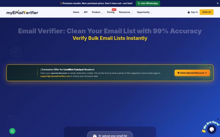 Screenshot του myemailverifier.com