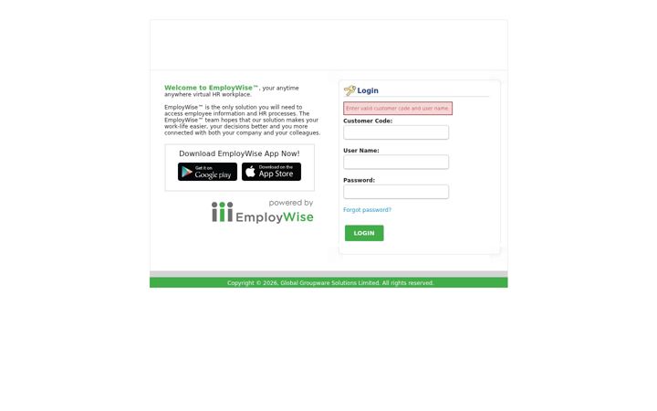 Screenshot of myemploywise.com