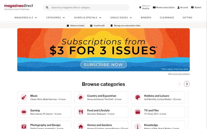 Screenshot of myfavouritemagazines.co.uk