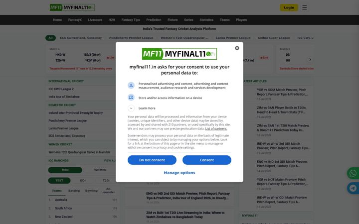 Screenshot of myfinal11.in