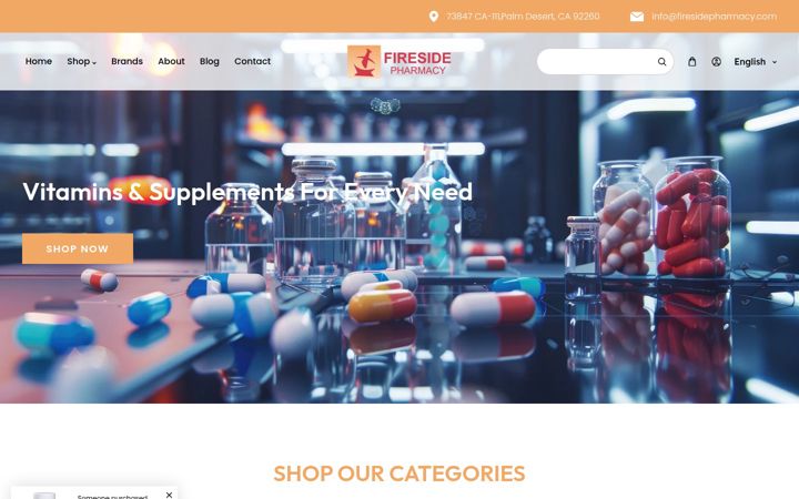Screenshot of myfiresidepharmacy.com