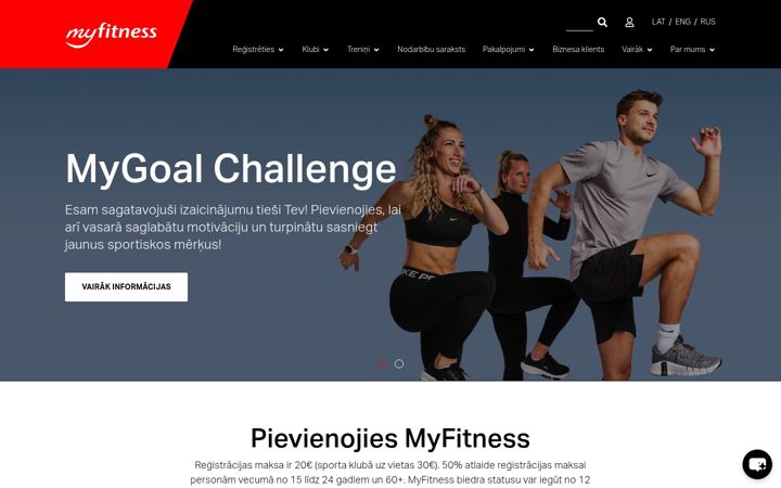 Captură de ecran a myfitness.lv