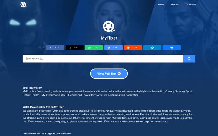 Screenshot of myflixer.art