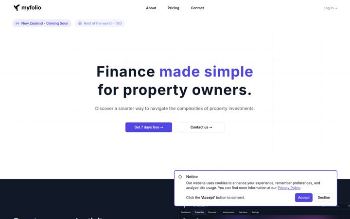 Screenshot of myfolio.com