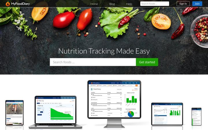 Screenshot of myfooddiary.com