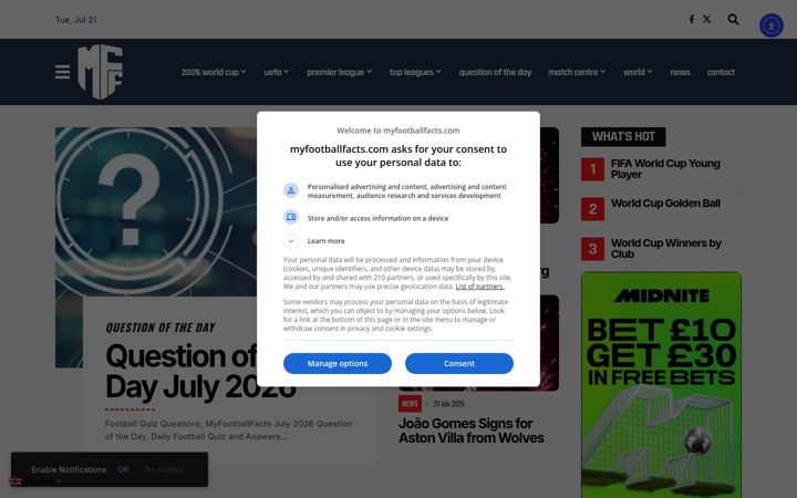 Screenshot of myfootballfacts.com