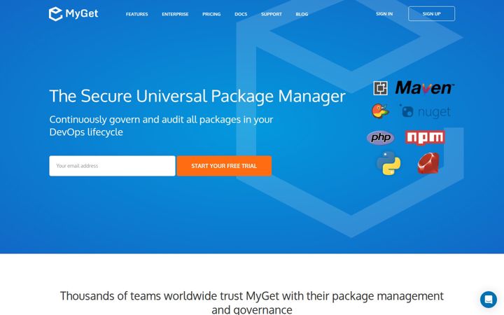 Screenshot of myget.org