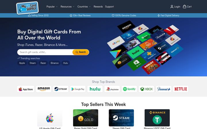 Screenshot von mygiftcardsupply.com