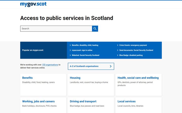 Screenshot of mygov.scot