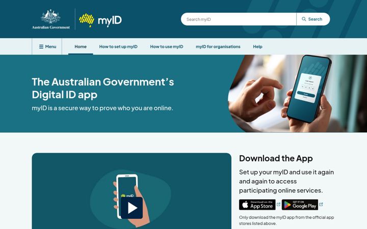 Screenshot of mygovid.gov.au