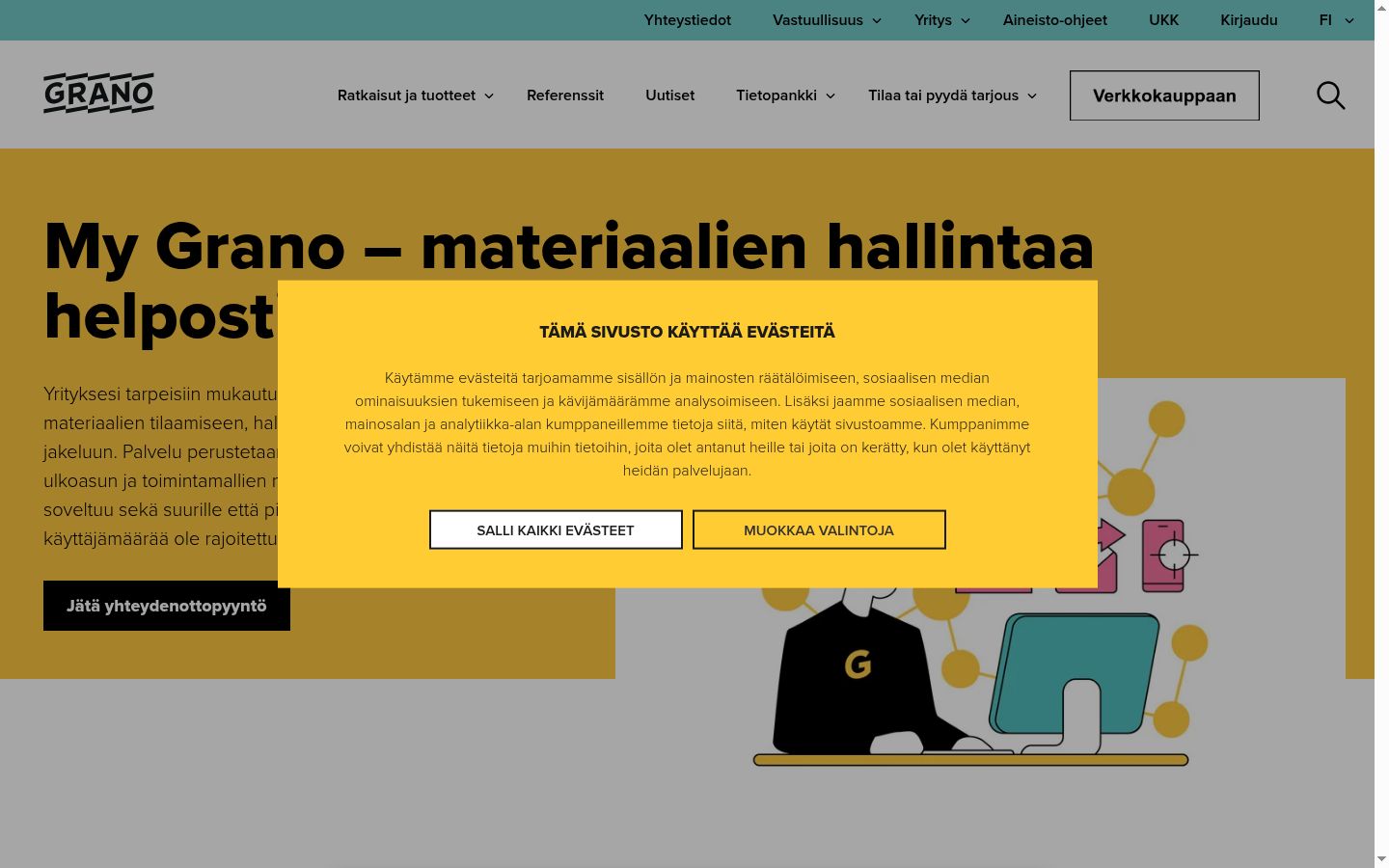 Screenshot des Einwilligungsbanners vor jeglicher Interaktion