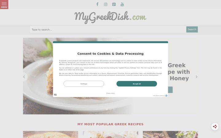 Screenshot of mygreekdish.com