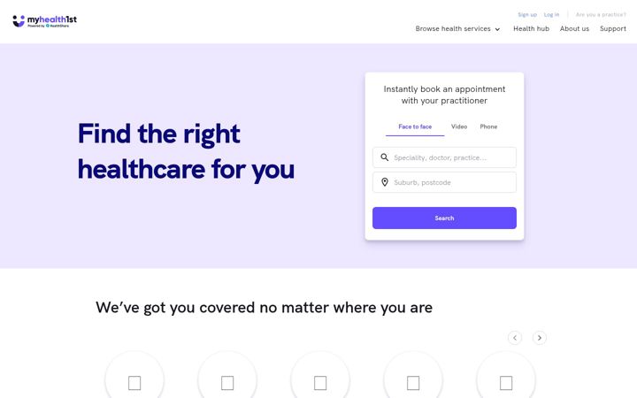Screenshot stránky myhealth1st.com.au