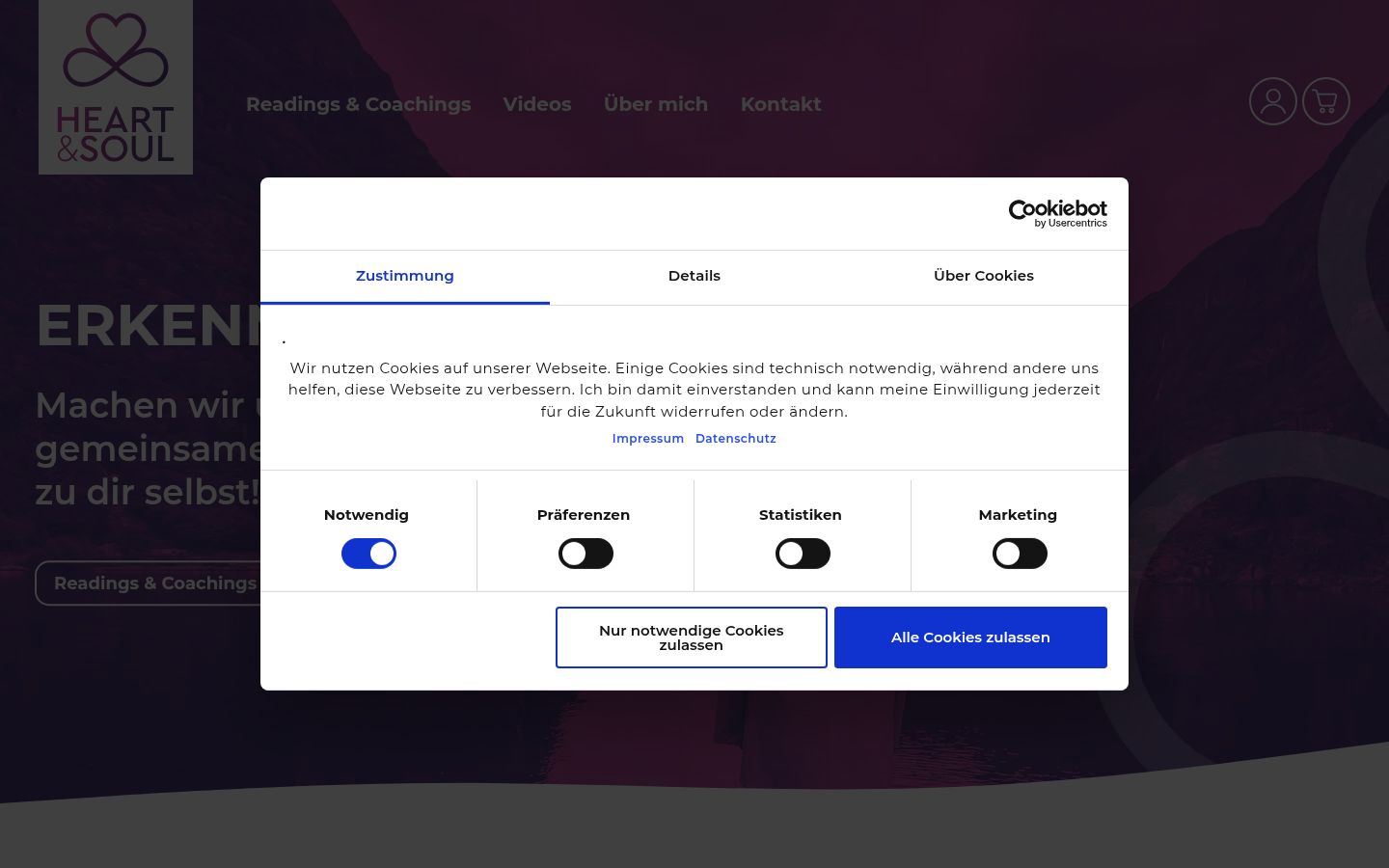 Captura de ecrã do banner de consentimento apresentado antes de qualquer interação
