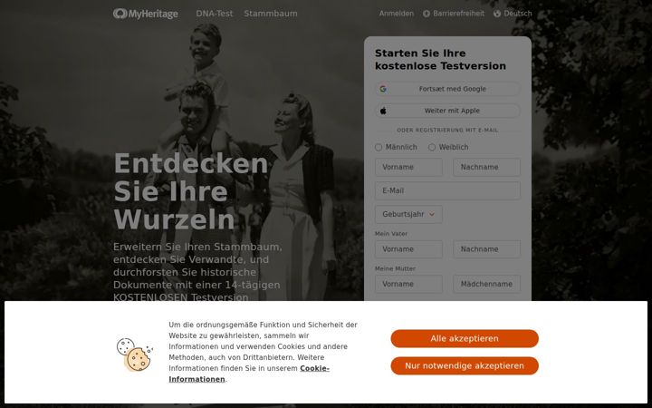 Screenshot of myheritage.de
