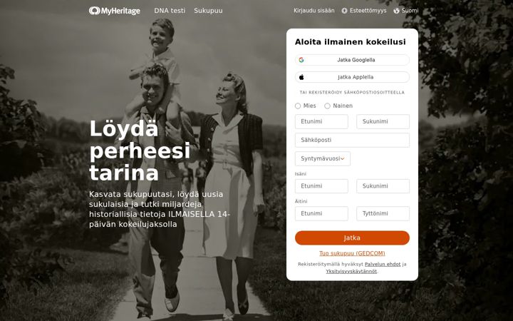 Screenshot of myheritage.fi
