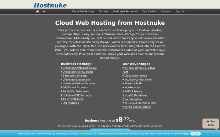 Screenshot of myhostnuke.net