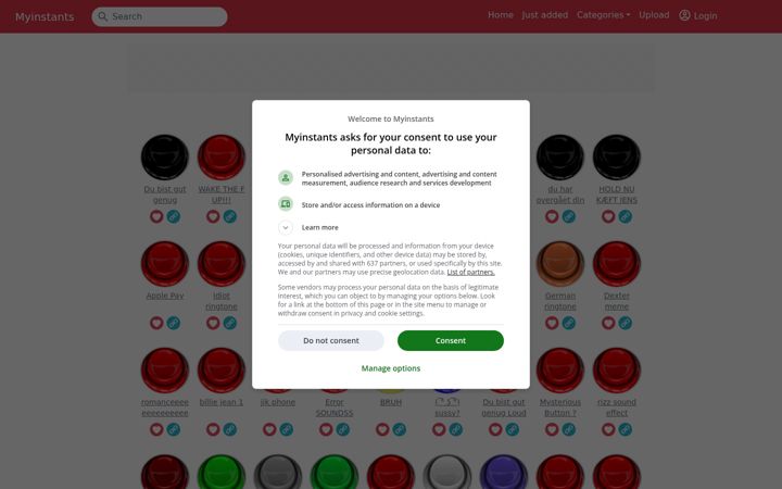 Skærmbillede af myinstants.com