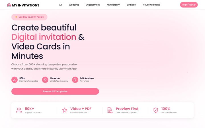 Screenshot of myinvitations.io
