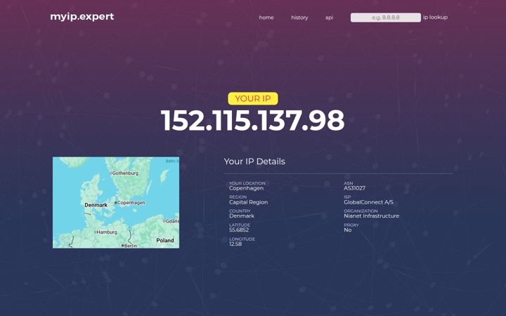 Screenshot of myip.expert