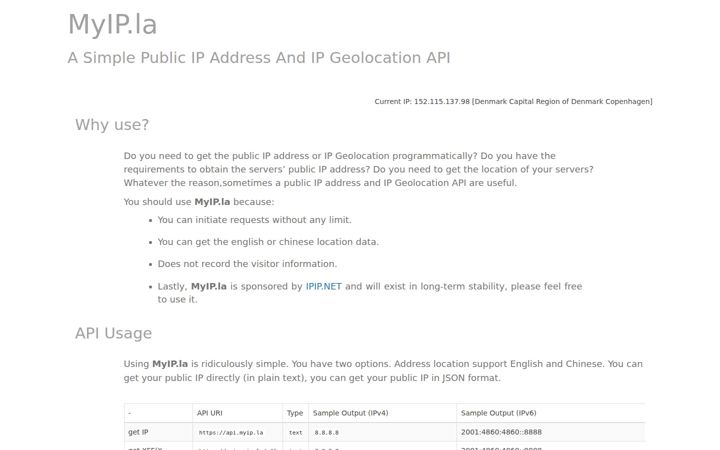 Screenshot of myip.la