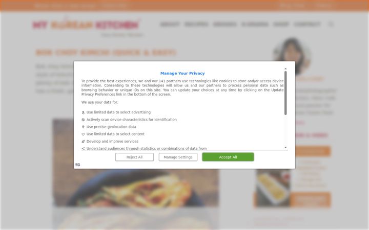 Screenshot of mykoreankitchen.com