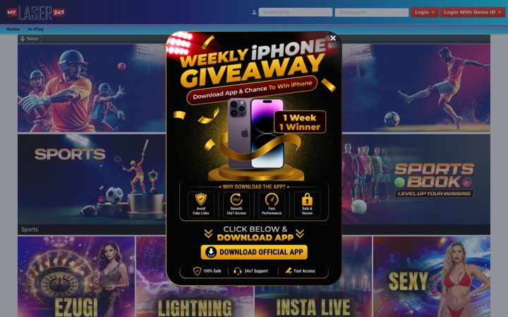 Screenshot of mylaser247.live