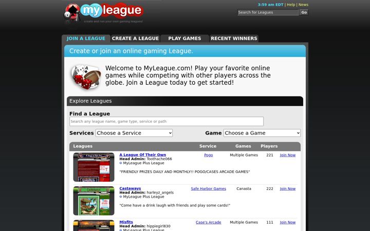 Screenshot of myleague.com