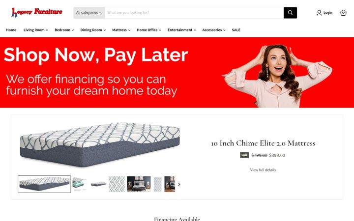 Screenshot van mylegacyfurniture.com