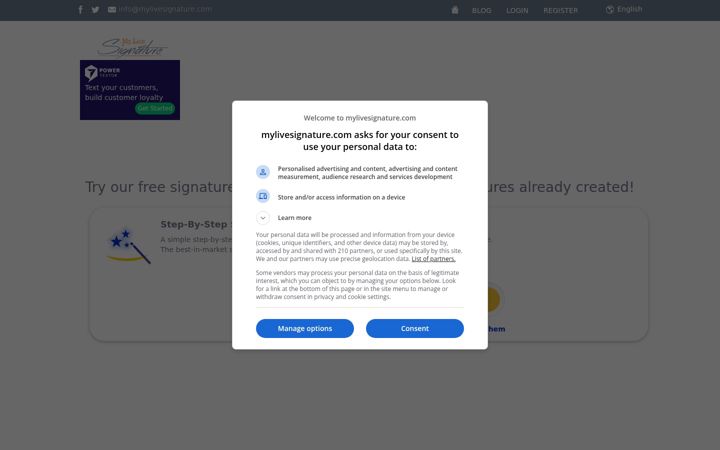 Screenshot of mylivesignature.com