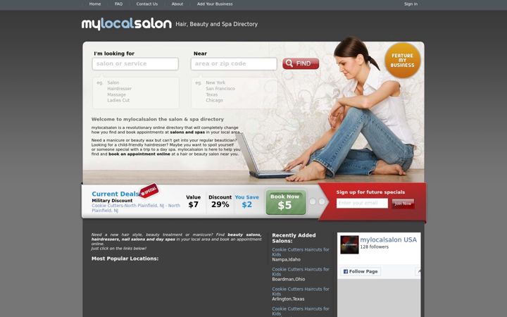 Screenshot of mylocalsalon.com