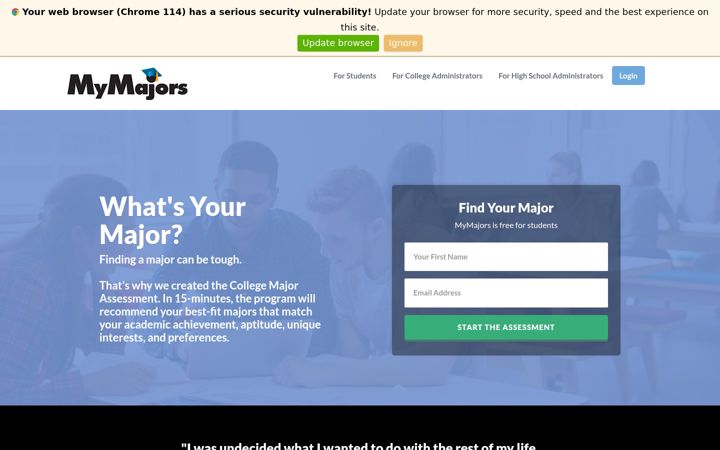 Screenshot of mymajors.com