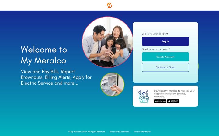 Screenshot of mymeralco.com.ph