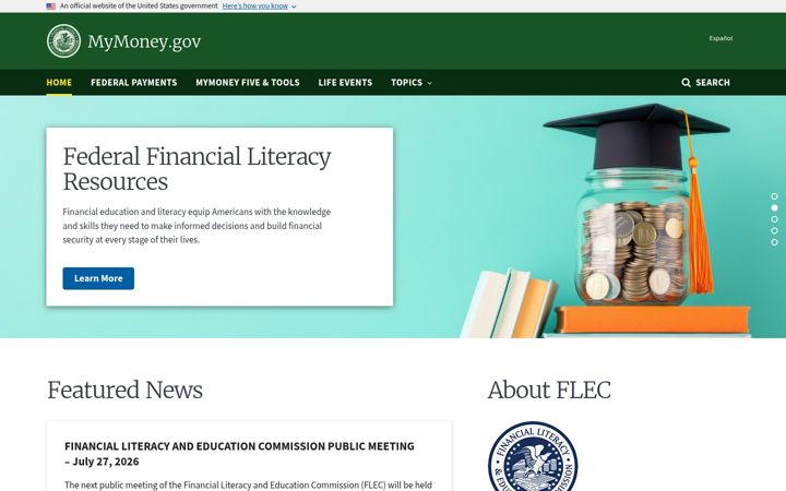 Screenshot of mymoney.gov