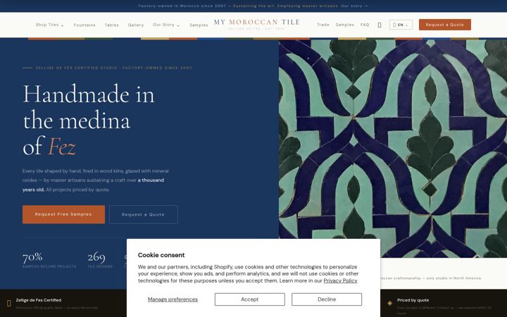 Екранна снимка на mymoroccantile.com