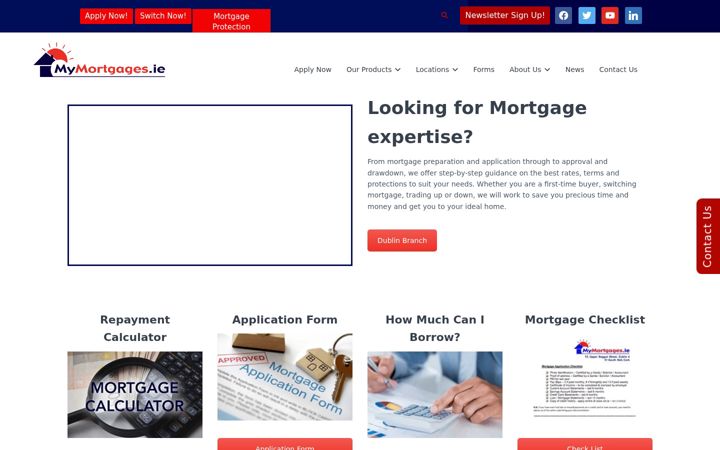 Skærmbillede af mymortgages.ie