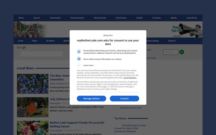 Screenshot of mymotherlode.com