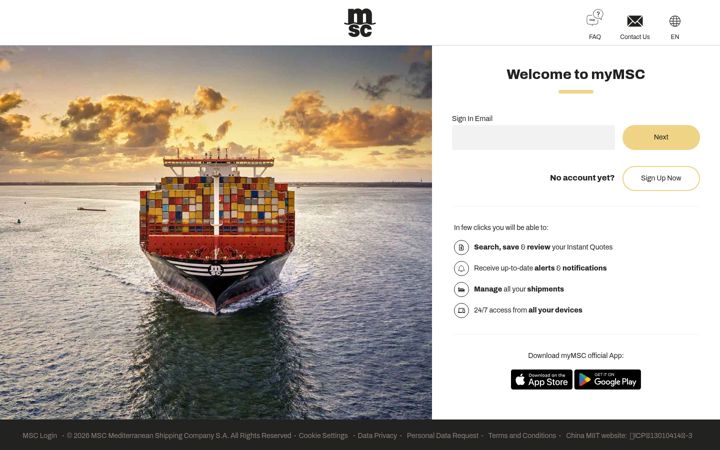 Screenshot of mymsc.com