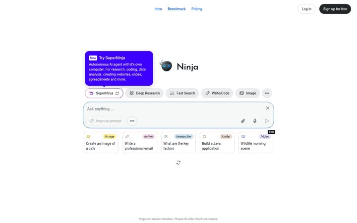 Screenshot ta' myninja.ai