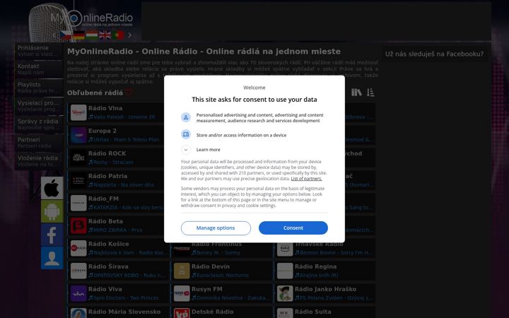 Screenshot of myonlineradio.sk
