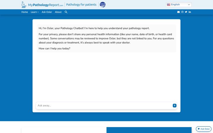 Screenshot of mypathologyreport.ca