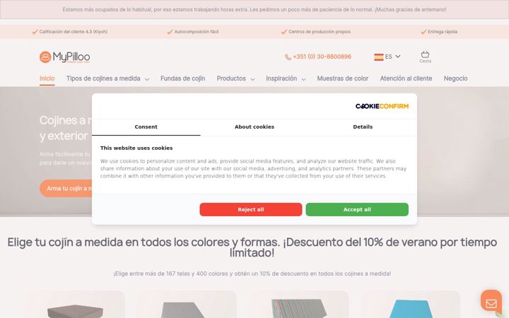 Screenshot ta' mypilloo.es