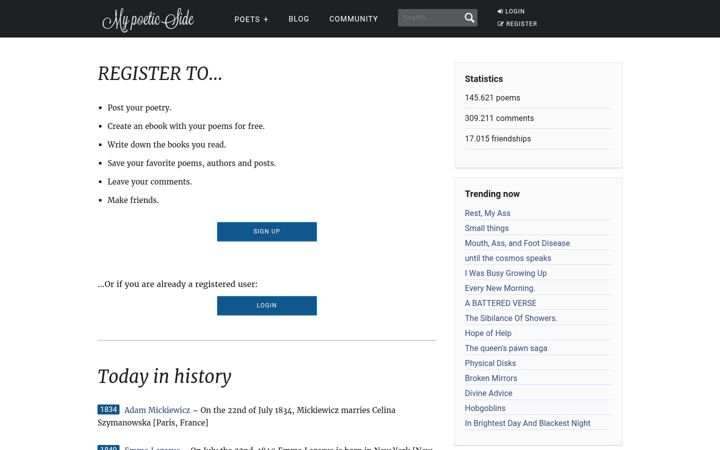 Screenshot of mypoeticside.com
