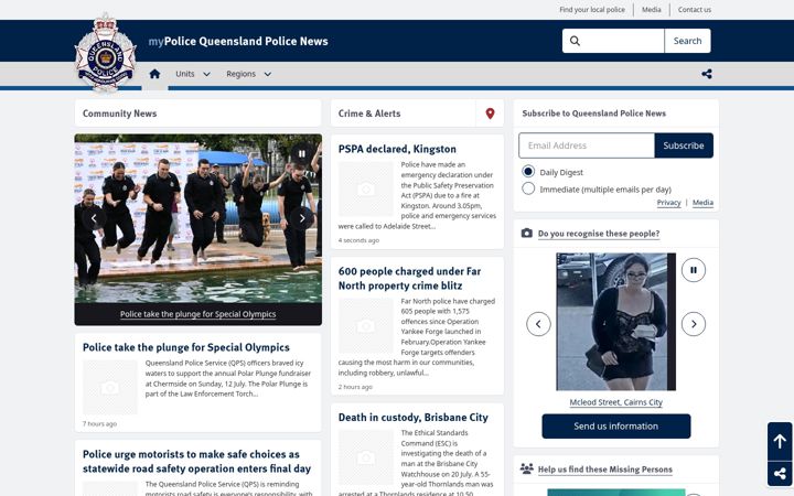 Screenshot of mypolice.qld.gov.au