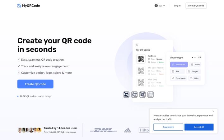 Screenshot of myqrcode.com