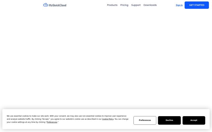 Skærmbillede af myquickcloud.com