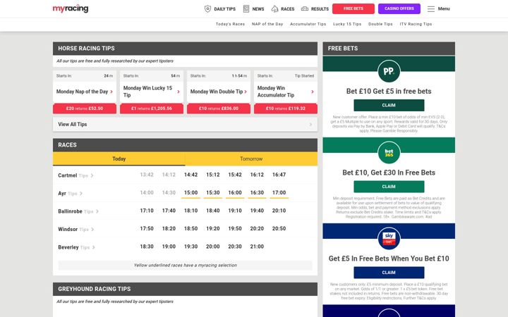 Screenshot of myracing.com
