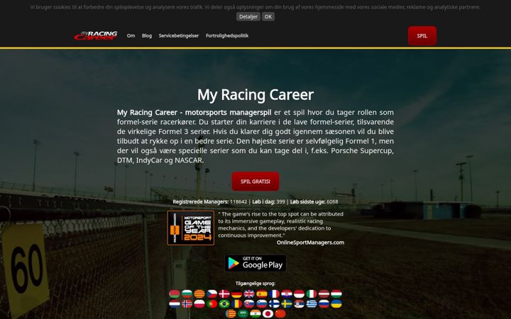 Screenshot of myracingcareer.com