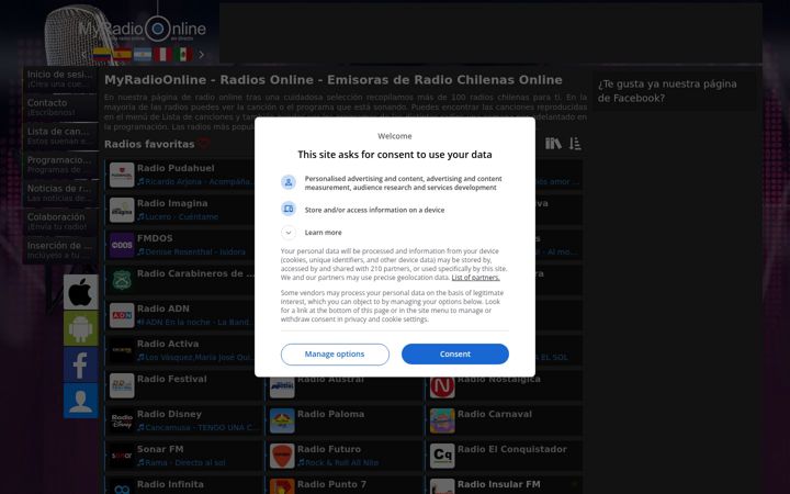 Screenshot of myradioonline.cl