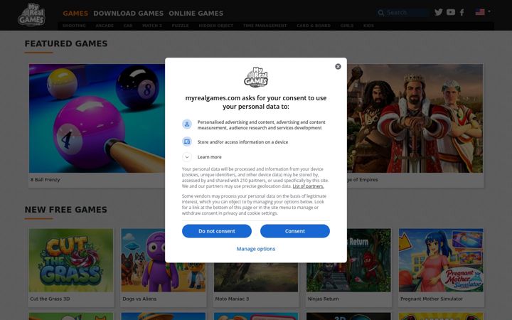Screenshot of myrealgames.com